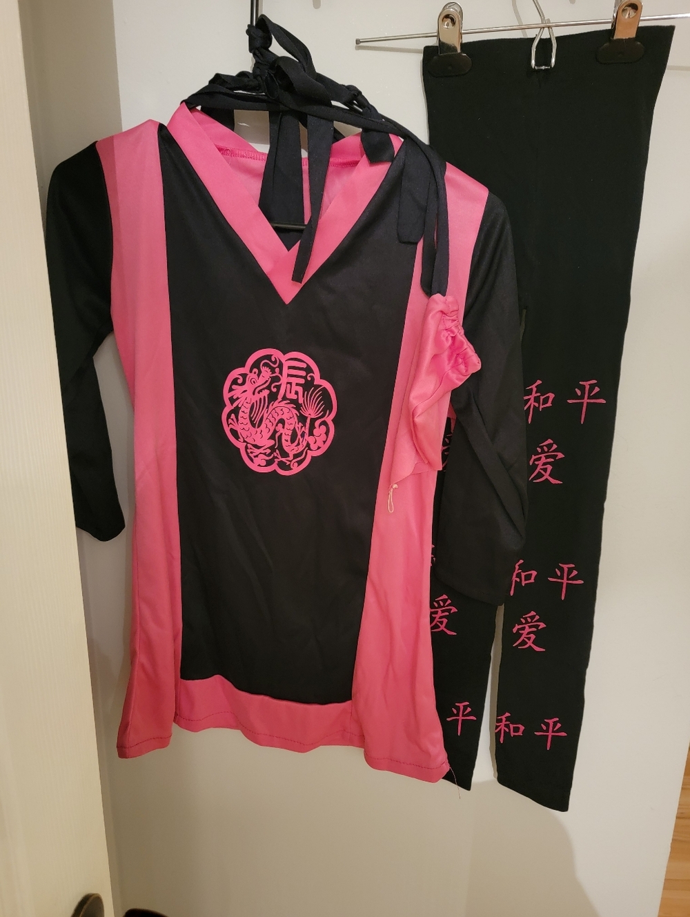 Ninja Girl Black & Pink Dragon Graphic Tunic Top